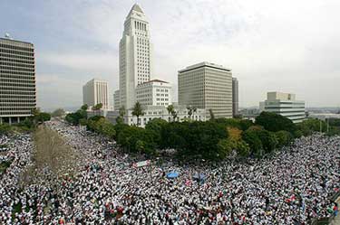 March 25 immigrant rights march. LA Times