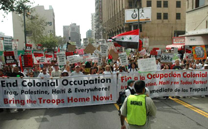 antiwar protest, lead banners, Los Angeles