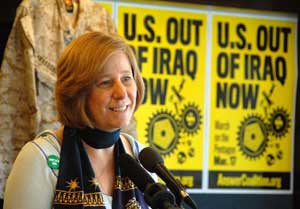 Cinndy Sheehan. March 17 press conference