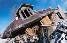 collapsing house