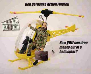 Bernanke helicopters in money