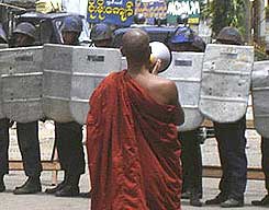 Buddhist Monks protest in Burma