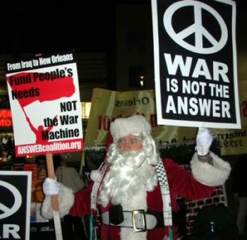 Antiwar Santa. ANSWER LA. Dec. 2005 street demo