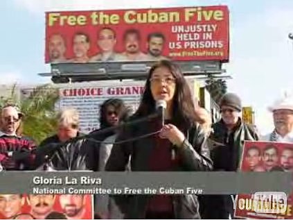 Free the Cuban Five, Gloria La Riva. Hollywood billboard.