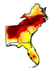 southeast US drought map, 01/28/08