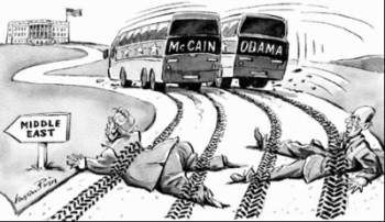 under the bus. Financial Times cartoon
