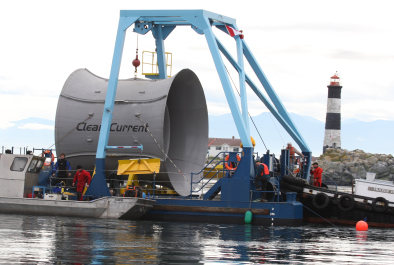 Clean Current turbine being deployed