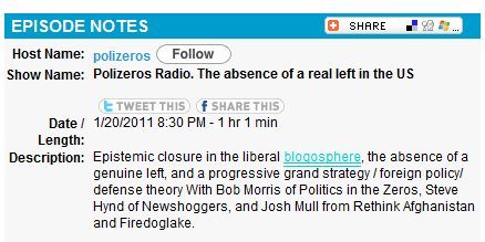 Polizeros radio. Blogtalkradio. Jan 21 2011